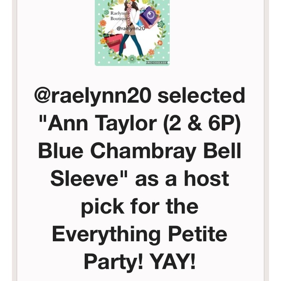 Ann Taylor Blue Chambray Bell Sleeve Size 2 left❗️ - Picture 5 of 7